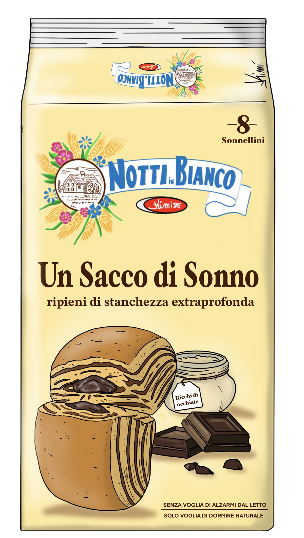 T-Shirt Notti In Bianco Sacco Di Sonno Kimi85